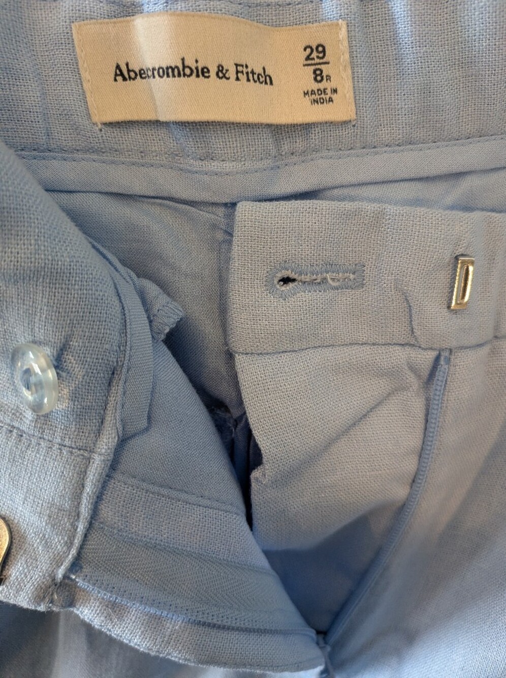 Abercrombie & Fitch Sloane Tailored Wide Leg Linen Blend Blue Pants Size 29 - Picture 13 of 14